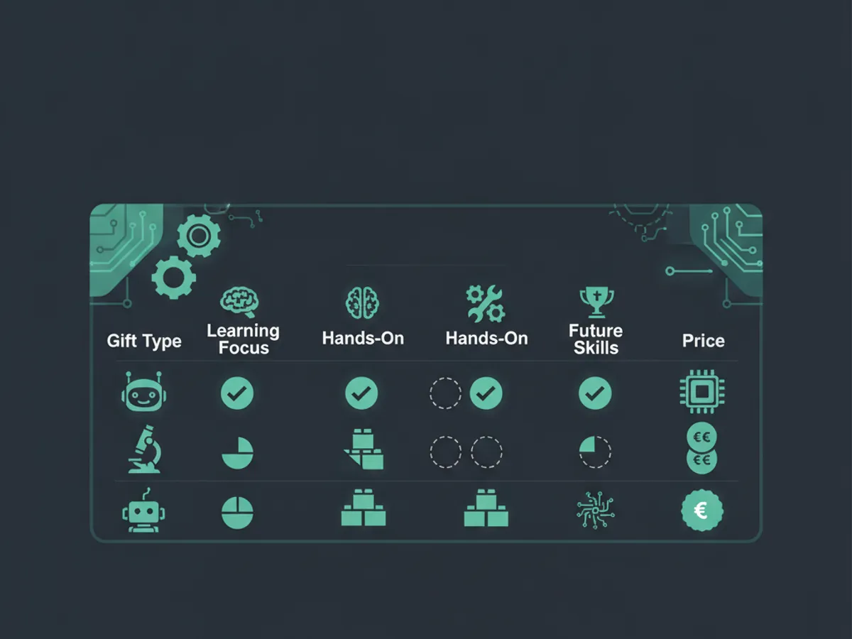 stem gifts for kids — The Master STEM Gift Comparison Table (illustration)