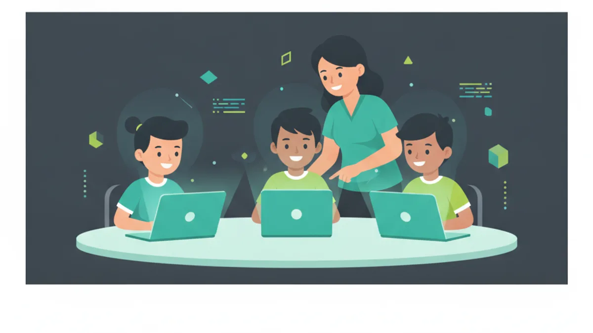 how to start a coding club — How to Start a Coding Club at School A 7-Step Guide for Teachers With No CS Background (KidsCode Gift blog hero illustration)