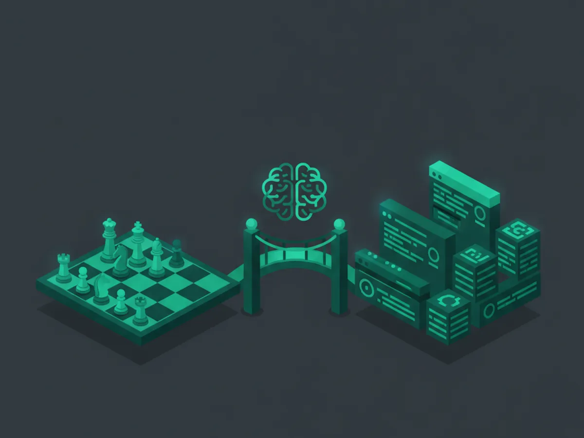 Split-screen infographic connecting chess strategy to coding logic
